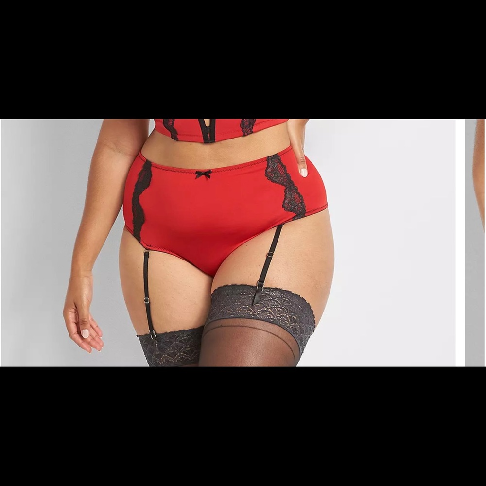 Lane Bryant NWT lace trim garter mid waist cheeky panty